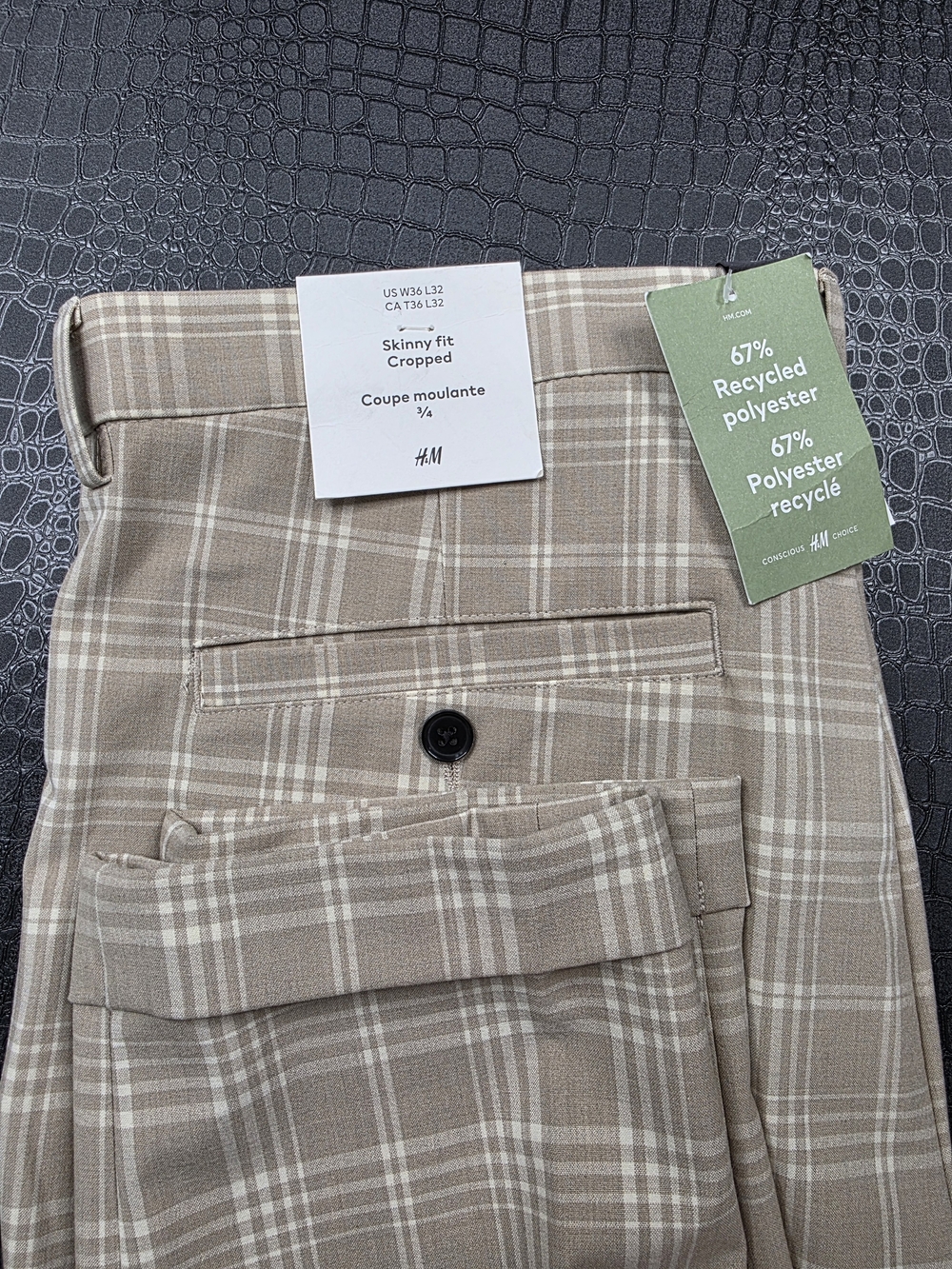 H&M Tan Plaid Cropped Skinny Chinos